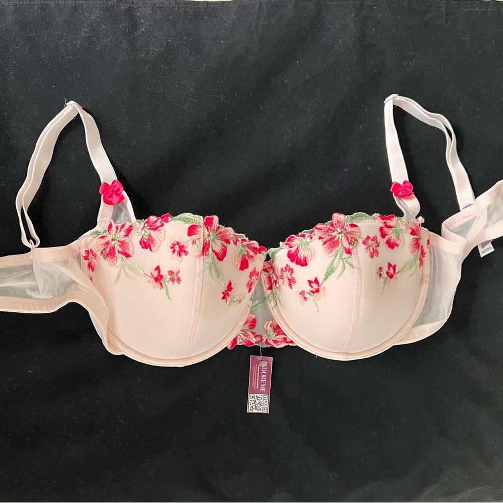 Adore Me Daphne Floral Embroidered Push Up Bra‎ Balconette 36 DDD - Picture 9 of 9